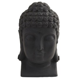Nearly Natural 4983 Indoor/Outdoor Buddha Head, Black,11.5" x 12" x 18.5"
