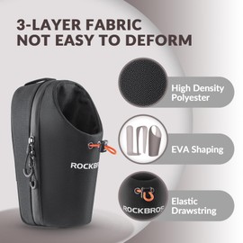 ROCKBROS Bicycle Water Bottle Holder Handlebar Bag Bottle Bag on Handlebar Accessories for E Scooters, Folding Bikes, Mountain Bikes, Road Bikes in Black