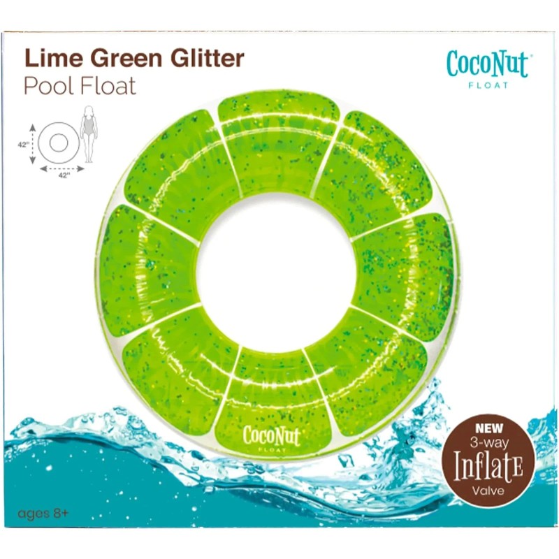 CocoNut Outdoor 42" Lime Green Glitter Pool Ring Float, Ages
