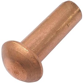 AERZETIX - C48044 - Set of 10 Copper Rivets - Copper Rivets Ø6x18mm with Half Round Head - Half Round Rivets - Half Round Head Rivets - Full Rivet - DIN 660 - Mounting of Metal Parts