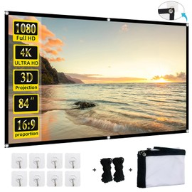 Foldable Projector Screen, XINLEMY 84" 4K 16:9 HD Portable Projection Movie Screen Double-Sided Cinema Screen for Home Theater Backyard Indoor and Outdoor