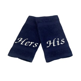 Liberty21 His and Hers Embroidered Wash Cloths Towel Set for Couples. This Set includes 2 Washcloth Towels for Body and Face. His and Hers Gifts. 100% Cotton. (Blue)