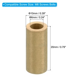 PATIKIL M6 Brass Spacers, 12 Pcs Metal Spacer Brass 6mm ID x 10mm OD x 20mm L Brass Spacers Screw Standoff for 1/4inch or M6 Screw Bolts