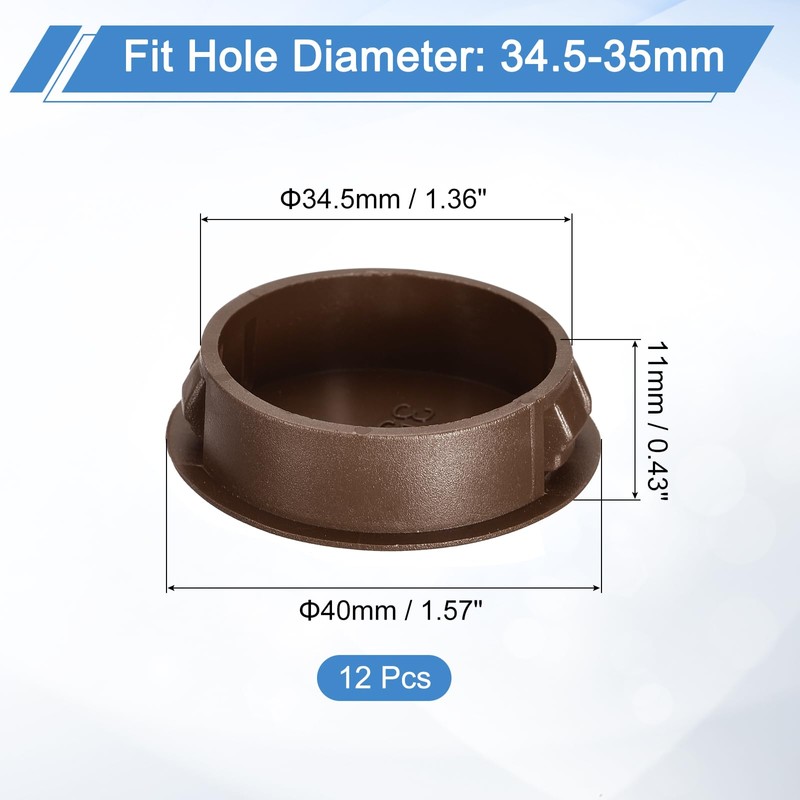 sourcing map 12Pcs 35mm(1-3/8") Nylon Hole Plugs, Flush Type Panel