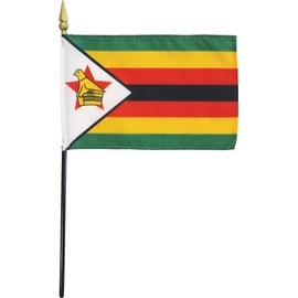 Zimbabwe - 4 in x 6 in World Stick Flag