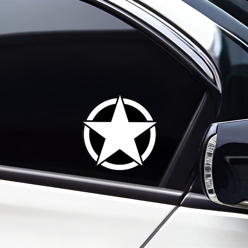 Military Star Vinyl Stickers 2-Pack – Waterproof Removable Car Decals