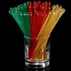 100 Pcs Plastic Swizzle Sticks Ball Head Stir Stick, Red,Green,Gold