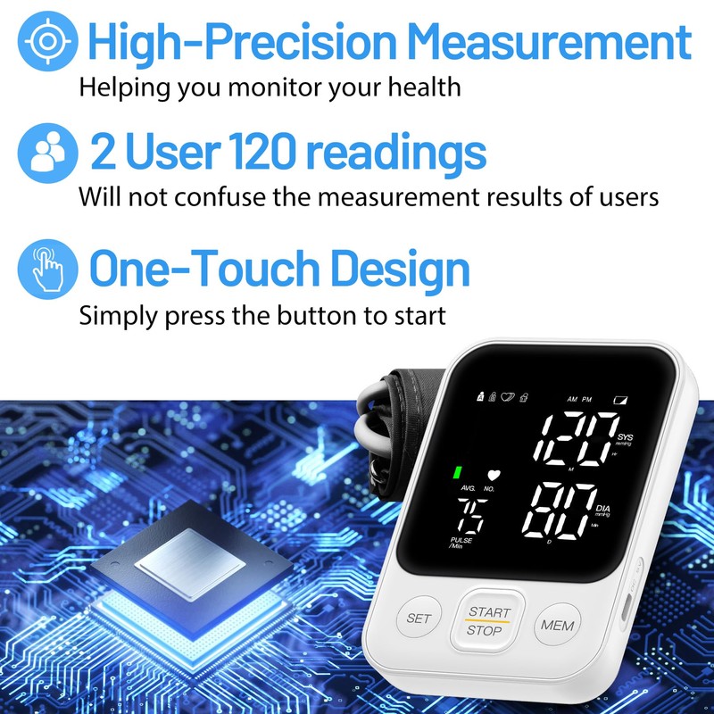 Blood Pressure Monitor Upper Arm Machine Accurate Adjustable BP Cuff
