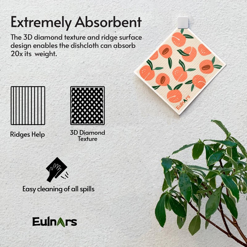 Eulnars Swedish Dishcloths for Kitchen, 8 Pack Reusable Paper Towels