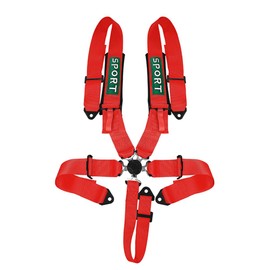 BESTZHEYU Compatible for 5-Point Racing Safety Harness Set with Ultra Comfort Heavy Duty Shoulder Pads Universal Polyester Safety Harness Set fit for Sports Car, Racing Car, Car Red (Pack of 1)