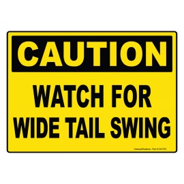 Greenyef Graphics Caution Watch For Wide Tail Swing Sign Vinyl Sticker Trailer Label Rear 14"x10"