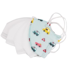 BLISSANY Set of 5 Mouth Masks for Children, Face Masks, 4-Ply Mask (3 x Blue, 2 x White)