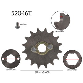 ICONSPORTSS 520 Style 16 Teeth 20mm ID Motorcycle Front Engine Sprocket Fit for 110cc 125cc 150cc 200cc 250cc Motorcycle Dirt Pit Bike Mini Bike ATV Quad Buggy Go Kart