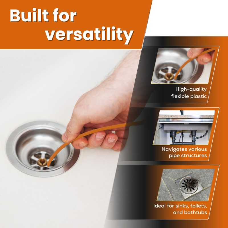 Gadgetime USA Drain Snake - Multi-Tooth Drain Clog Remover for