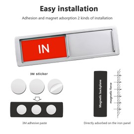 In or Out Sign,In Out Door Signs for Office Door,Slider Door Indicator Tells Whether In or Out, 7'' x 2'' - Silver