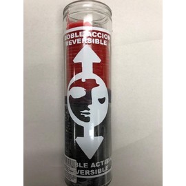 Reversible Double Action 2 Color (Red Over Black) Unscented Pillar Candle in Glass