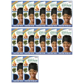 DONNA Argan Mesh Wrap, Silk Wrap Hair Wrap Women's, Hook and Loop Fastener Mesh Wrap, Black Color 12PCS (DZ, LARGE)