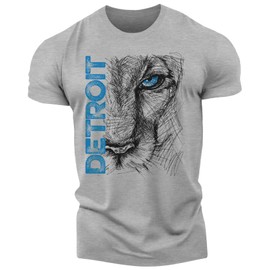 Detroit Shirts for Men - Athletic Merchandise - Detroit City Vintage Style Apparel (021. Tiger Eye Detroit T-Shirt, Grey, XX-Large)