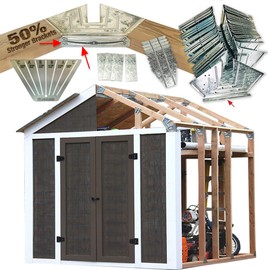 50% Structurally Stronger Truss Design Easy Shed Kit Builds 6'–14’ Widths Any Length - Bonus Miter Template, Storage Shed Garage Barn Playhouse Easy Framing Kit, Peak Roof 2x4 Basic DIY EZ Framer Kit