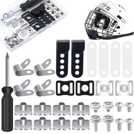 MingQiEven 31 Pcs Football Helmet Repair Kit, Hockey Helmet Replacement Parts, Metal J Clips Visor Clips Screw Nuts with 1 Pcs Screwdriver, Chin Strap Adapter for Hockey, Baseball, Softball Helm