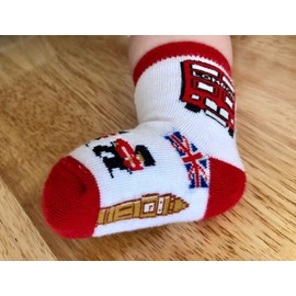 No.1 Gifts Seamless London Union Jack Big Ben Guard Toddler Kids Socks 0-36 Months (3 Pairs) (24-36 Months)