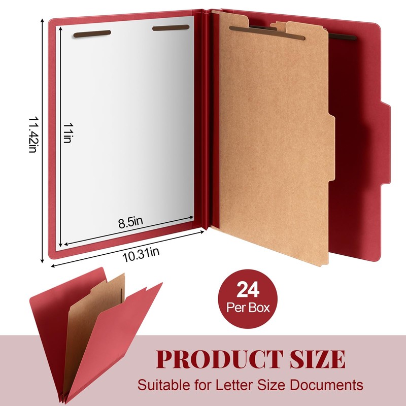 Skyygemm 24 Pcs Classification Folders Letter Size, 1 Divider Pressboard