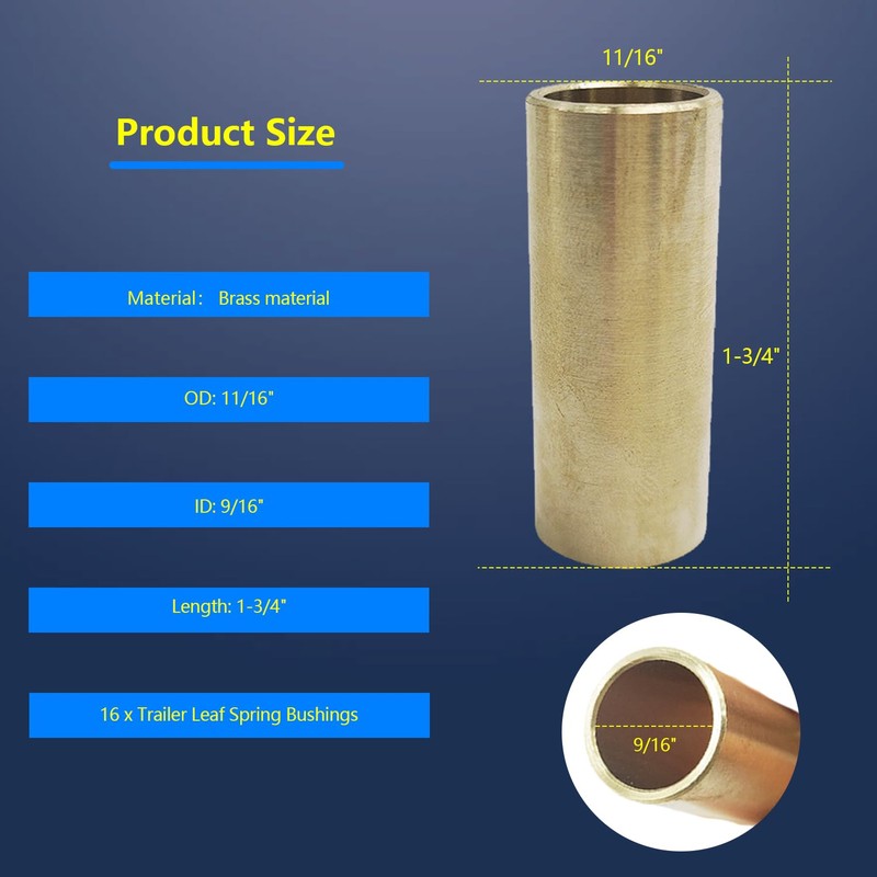 BIGLKNM ID 9/16" OD 11/16" Leaf Spring Bushing Kit for