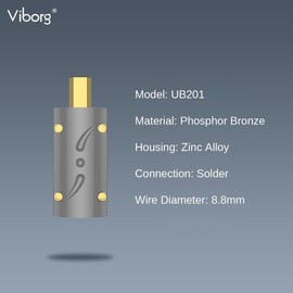 Viborg USB Connector Type B Male Plug, Hi-End 24K Gold Plated USB Plug Connector with Alloy Cover for DIY DAC Cable HiFi USB Printer Cable