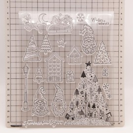 arriettycraft Christmas Tree Clear Stamps for Card Making or Journaling Winter House Gnomes Rubber Stamps for Christmas Scrapbooking Art Journals Albums Paper Crafts Decoration