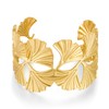 HUAYUNFANG Gold Chunky Cuff Bangle Bracelet For Women Ginkgo Leaf