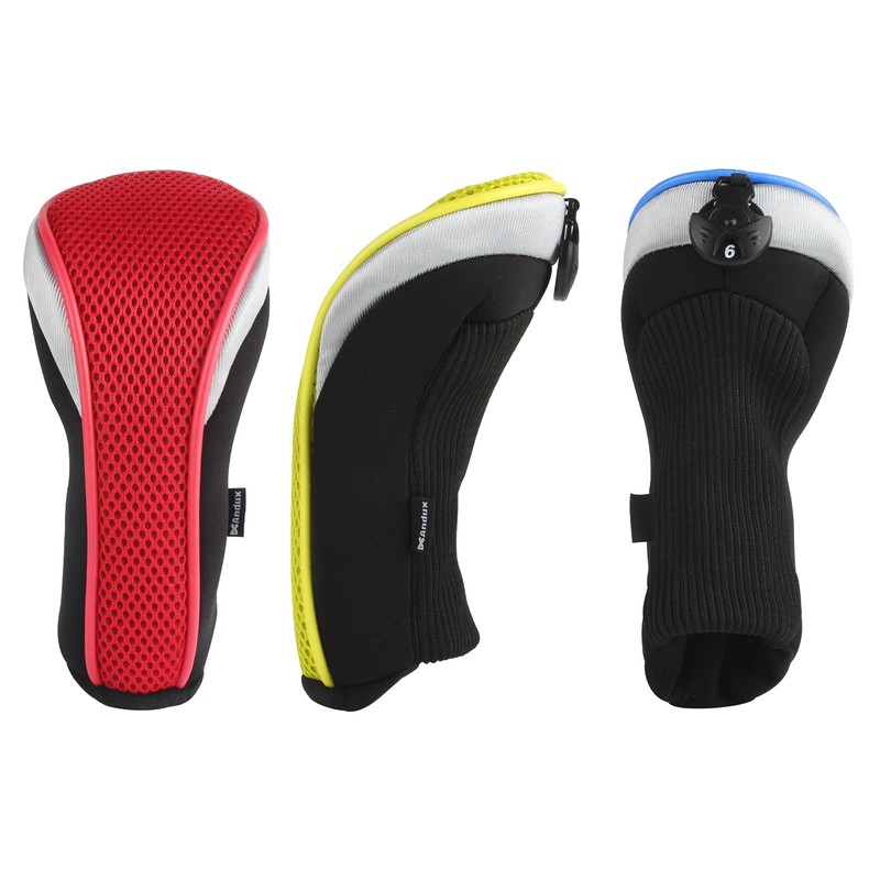 Andux 3 Pack Golf Hybrid Club Head Covers Interchangeable No.