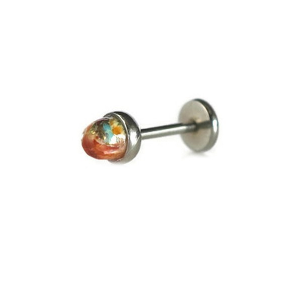 Implant Grade Titanium Threadless Push Pin Natural Spiny Oyster Turquoise