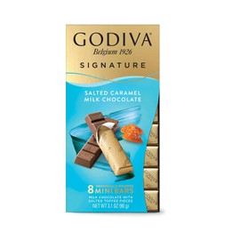 Godiva Chocolatier Signature Salted Caramel Milk Chocolate Mini Gourmet Chocolate Bar, 12-Ct. (8 pc. each), 90 grams