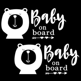 Baby On Board Car Vinyl Decal - Cute Safety Reminder Sticker for Vehicles - Cute and Safety Sign Window Decal - Easy to Apply and Highly Visible - car Vinyl Decal (Design 2, Matte White)