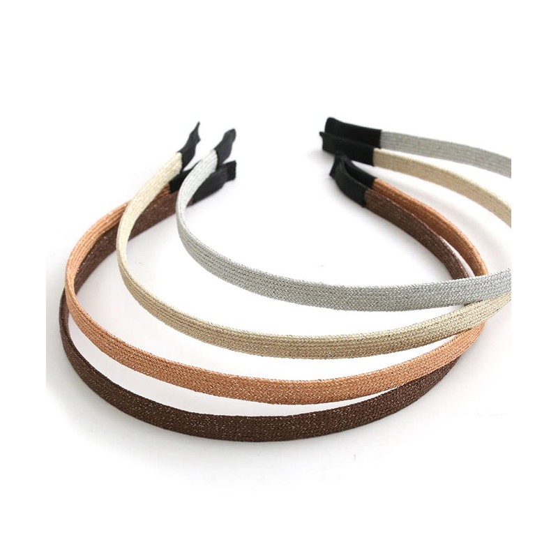 Vingtaine HK-273-BR- Headband with Glitter Thin Solid Color Delicate Office