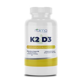 NAIMA K2 D3, 360 Cápsulas | Suplemento Alimenticio 100% Puro y Natural a Base de Vitamina K2 y Vitamina D3 | Apoyo a Huesos Fuertes, Absorción de Calcio | Sin Aditivos ni Rellenos
