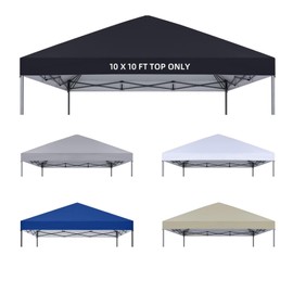10x10 Canopy Replacement Top Only,Waterproof Pop Up Canopy Tent Top Replacement Cover Roof with Windproof Ropes for Straight Leg Frame, 420D Polyester for Outdoor Garden Pavilion Sun Shade(Black)
