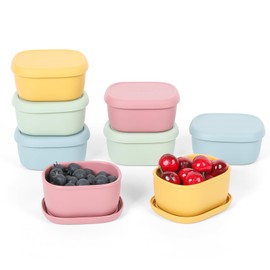 AOEDEO 8 pcs 6.76 oz Silicone Snack Containers for Kids Silicone Food Storage Containers with Lids, Reusable Small Snack Container, Stackable Silicone Toddler Lunch Box for Daycare, School and Travel