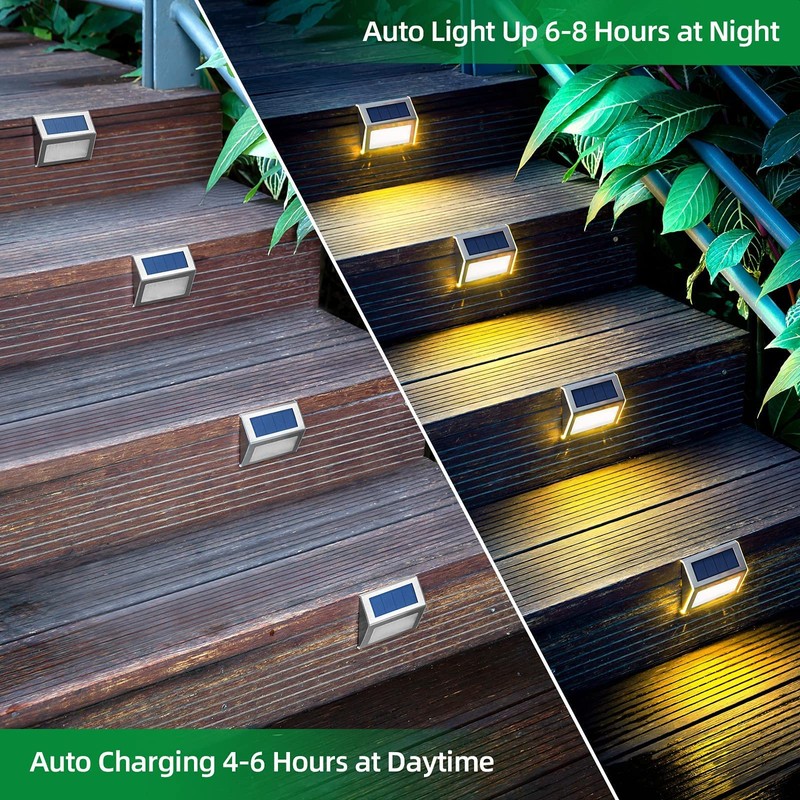 JSOT Solar Lights Outdoor for Deck,Waterproof Solar Powered Steps Light