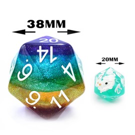Bescon Jumbo Dice with 20 Sides, 1.5 Inch in Colorful Multilayer Design, 38 mm, Oversized D20 Dice, Large, Multilayer with Rich Colors