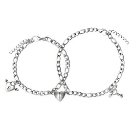CLEPSIDRA Pulsera para pareja San Valentin, pulsera para mujer y hombre. Regalos y accesorios de acero inoxidable mujer ideales para tu novia, amiga o esposa. Brazalet ajustable. Jewelry gitf
