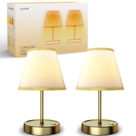 LETSTRY Small Cordless Table Lamp, 3-Level Touch Control Warm Brightness Led Desk Lamp, Built-in 5200mAh Battery Type C Rechargeable Table Lamp for Bedroom,Desk Decor,Office,Restaurant (2Pcs Bronze)