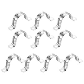 uxcell 12Pcs Rigid Pipe Straps, 40mm(1.57") 201 Stainless Steel 2 Hole U-Shaped Bracket Tube Hanger Pipe Clamps for Fixing Pipe Cable
