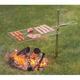 CAMPFIRE GRILL SET - Adjustable Stainless Steel 24" x 14" Cooking Surface Amish Handcrafted in USA