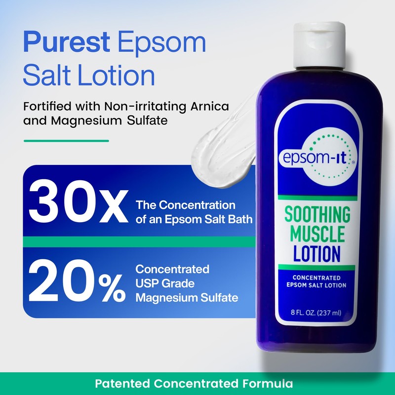 EPSOM-IT Soothing Muscle Epsom Salt Lotion Set, 8 Oz Bottle