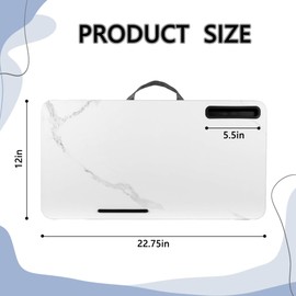 Lap Desk, Portable Laptop Desk Fits Up to 16“ Laptops, with Tablet Slot, Built-in Cushion, Great for Home & Office,Lap Desk for Laptop,Lap Desk with Cushion (White Marble, Large)