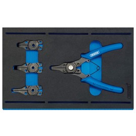 Draper 63196 Interchangeable Circlip Plier 5 Piece Set in 1/4 Eva Insert Tray, Blue