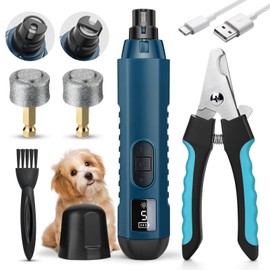 GlasFlength Claw Grinder and Claw Scissors for Dogs, 5-Speed Claw Cutter for Dogs with 2 LED Light Claw Grinder Dog Claws Cutter for Large Medium Small Dogs and Cats