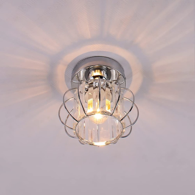 FRIXCHUR Small Chandelier Semi Flush Mount Ceiling Light Fixture Chrome