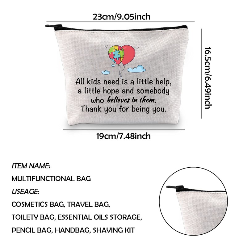 WCGXKO Autism Awareness Gift Thank You Gift Makeup Bag for